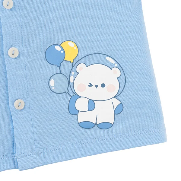 Set 2 Bộ kháng khuẩn Modal ngắn Animo VD0725005 (0-24M, màu Xanh biển - trắng, TT06)