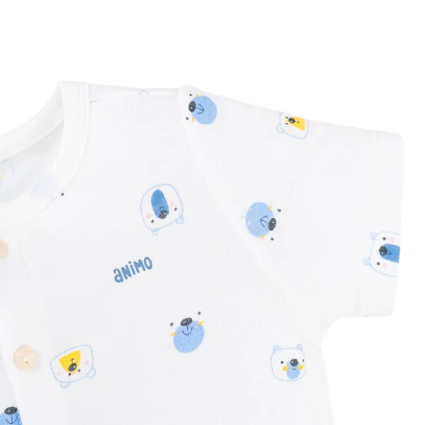 Set 2 Bộ kháng khuẩn Modal ngắn Animo VD0725005 (0-24M, màu Xanh biển - trắng, TT06)