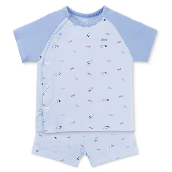 Set 2 Bộ kháng khuẩn Modal ngắn Animo BMC0925001 (0-24M, màu Xanh dương - Xanh biển, DD06)