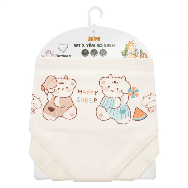 Set 3 yếm sơ sinh Animo MN0925012-M9271 (NB,nhiều màu)