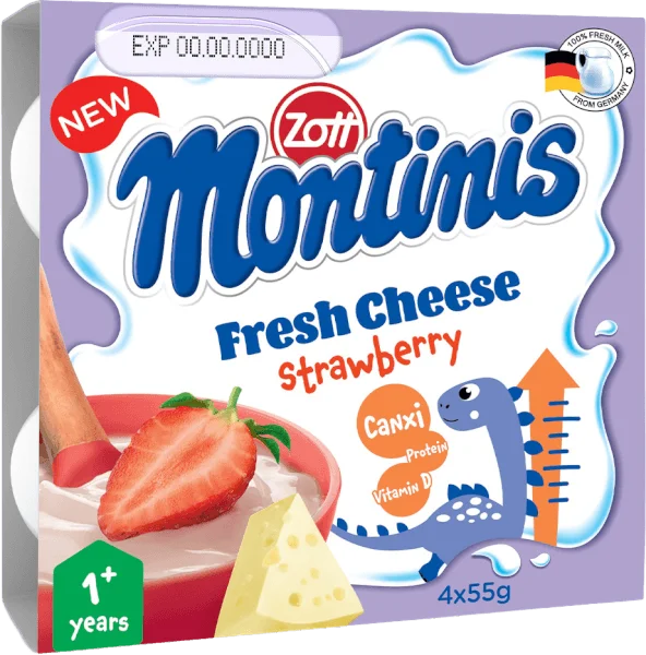 Phô mai tươi Montinis vị Dâu 220gr (4*55gr)