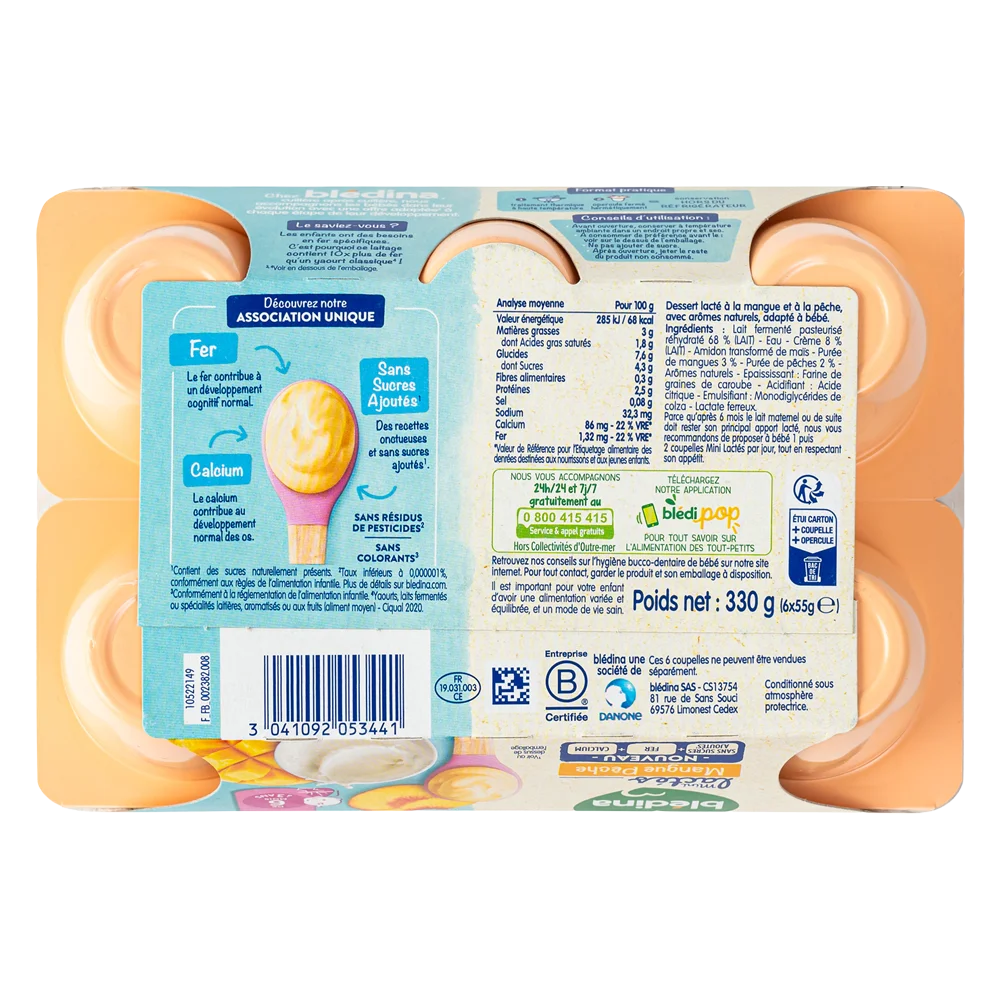 Combo 2 Thực phẩm bổ sung: Sữa chua Blédina mini lactés vị xoài đào