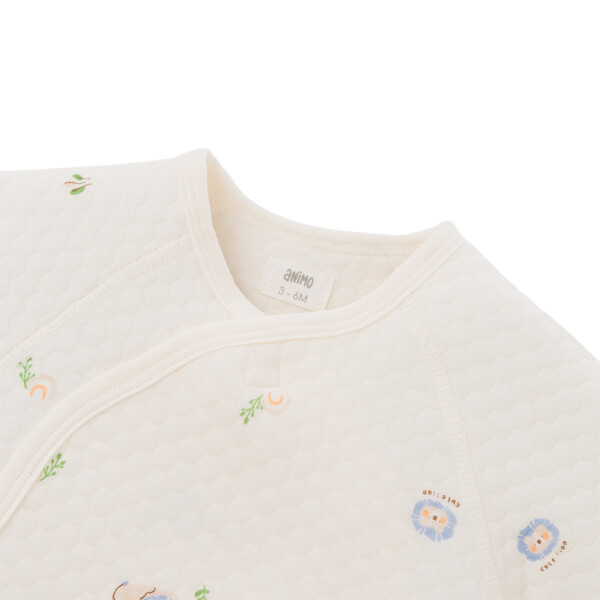 Bodysuit đông vải dày Animo MN0925029 (0-12M, Trắng)