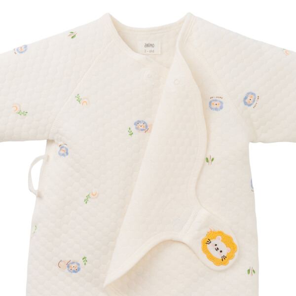 Bodysuit đông vải dày Animo MN0925029 (0-12M, Trắng)