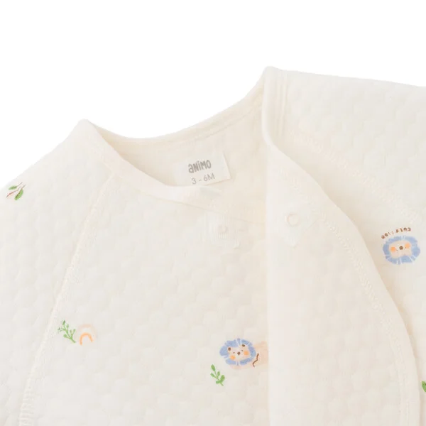 Bodysuit đông vải dày Animo MN0925029 (0-12M, Trắng)