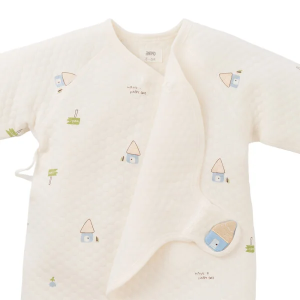 Bodysuit đông vải dày Animo MN0925027 (0-12M,Trắng)