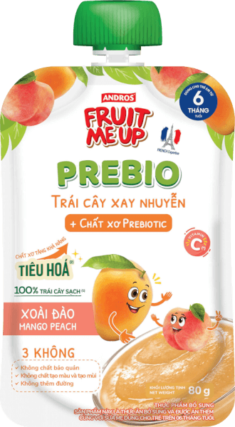 TRÁI CÂY XAY NHUYỄN FRUIT ME UP PREBIO XOÀI-ĐÀO 80g