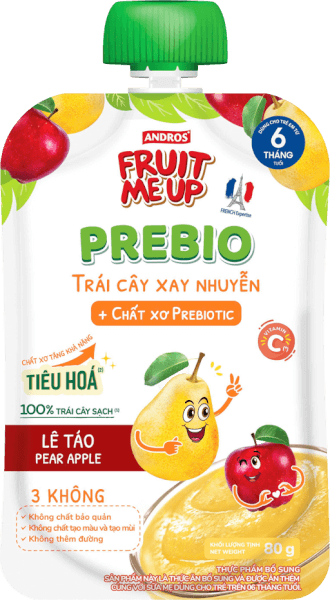 TRÁI CÂY XAY NHUYỄN FRUIT ME UP PREBIO LÊ-TÁO 80g