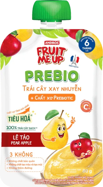TRÁI CÂY XAY NHUYỄN FRUIT ME UP PREBIO LÊ-TÁO 80g