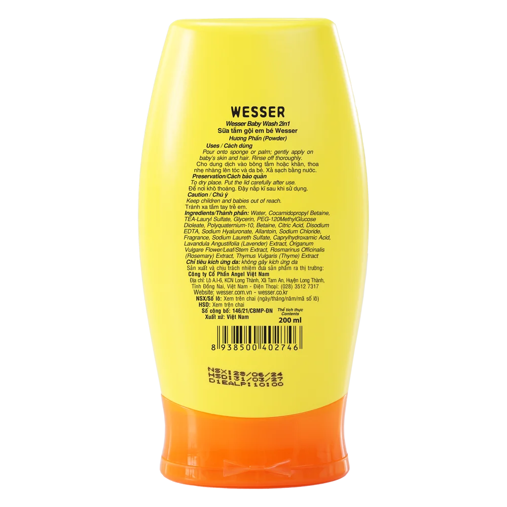 Sữa tắm gội Wesser 2 in 1 200ml (cam)