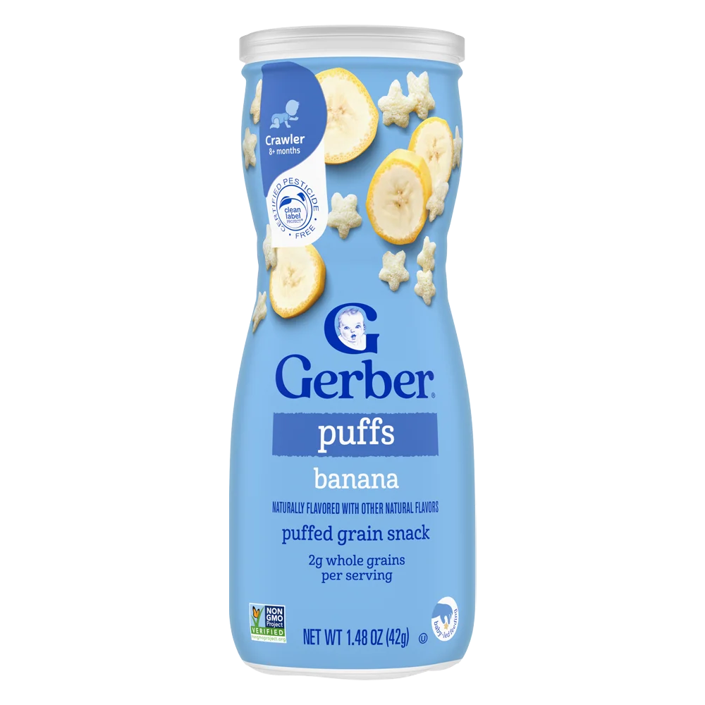 Thực phẩm bổ sung Bánh ăn dặm Gerber Puffs vị chuối *giao bao bì ngẫu nhiên*