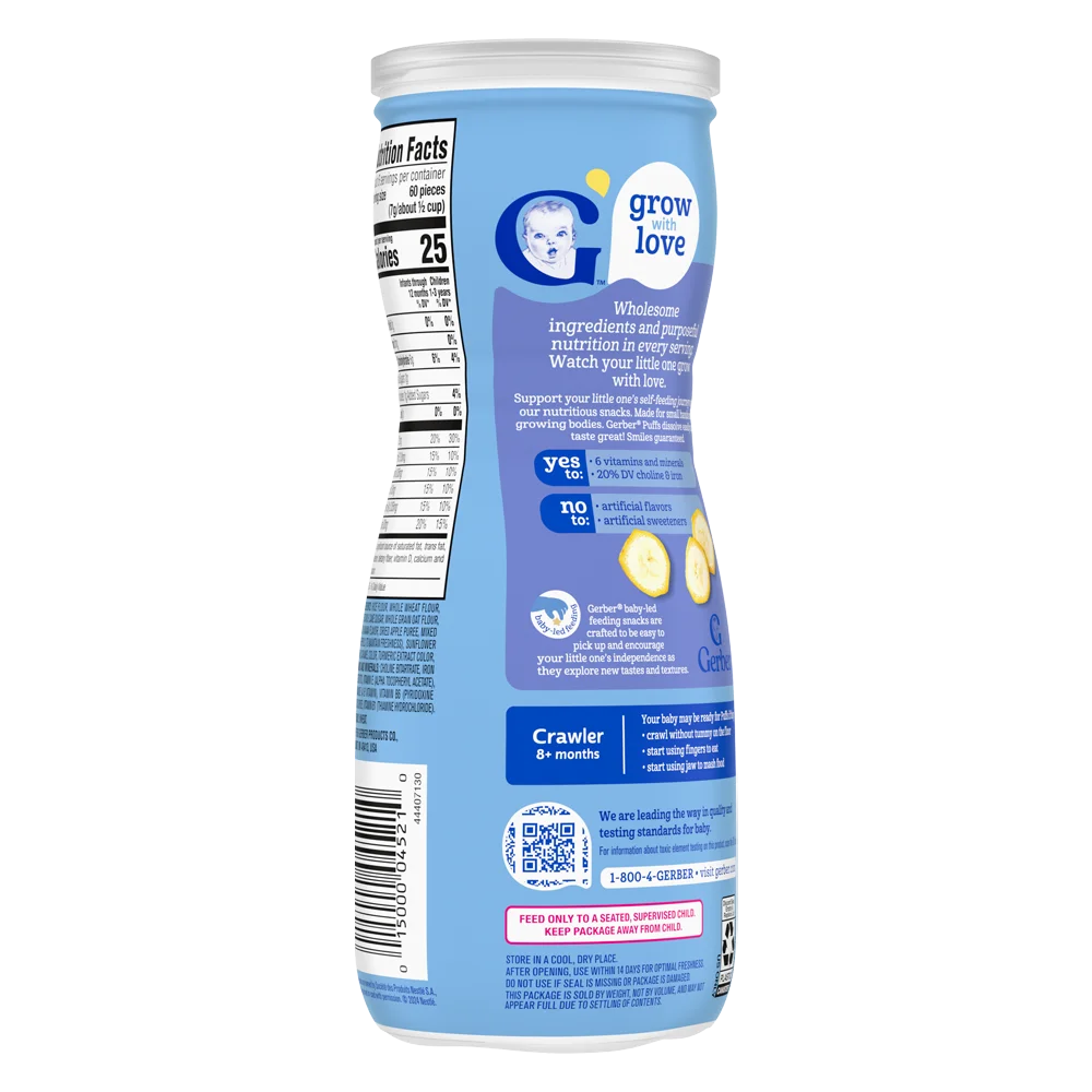 Thực phẩm bổ sung Bánh ăn dặm Gerber Puffs vị chuối *giao bao bì ngẫu nhiên*