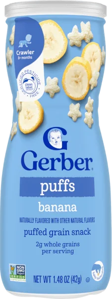 Thực phẩm bổ sung Bánh ăn dặm Gerber Puffs vị chuối *giao bao bì ngẫu nhiên*