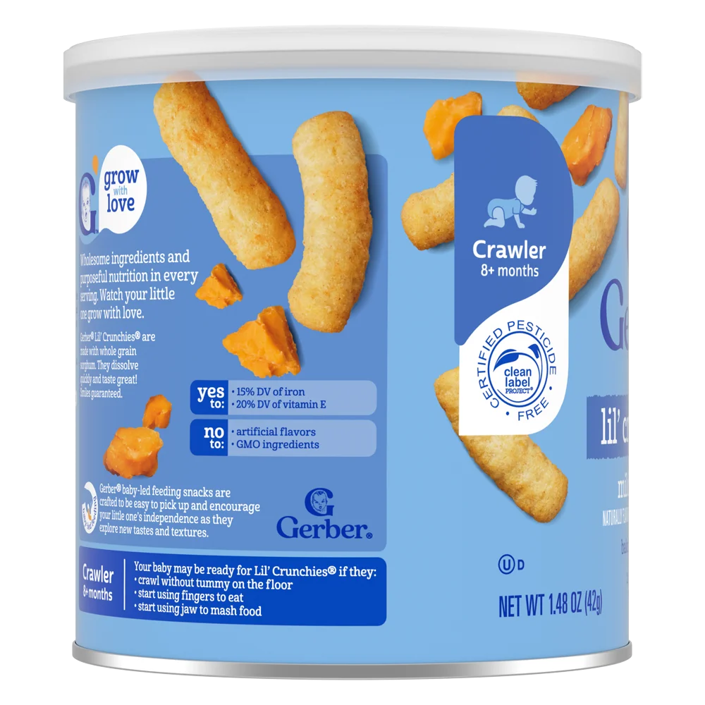 Thực phẩm bổ sung Bánh ăn dặm Gerber Lil’ Crunchies vị phô mai Mild Cheddar *giao bao bì ngẫu nhiên*