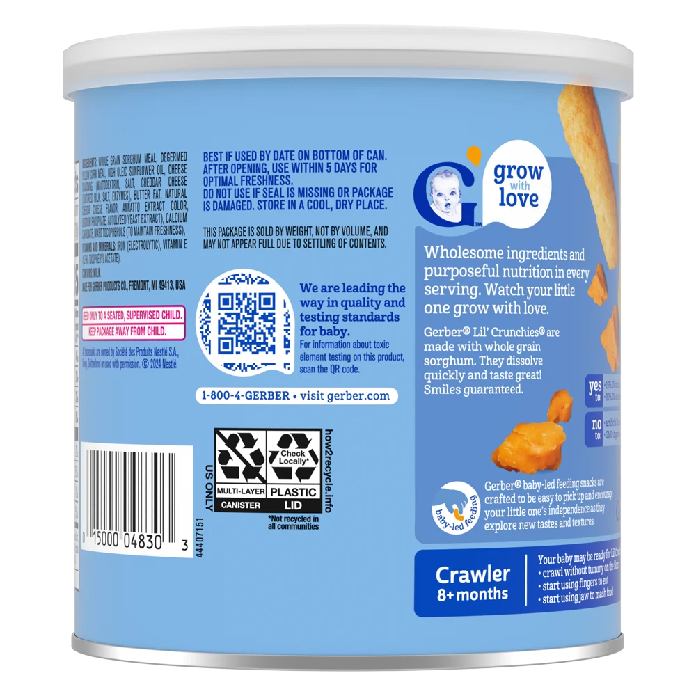 Thực phẩm bổ sung Bánh ăn dặm Gerber Lil’ Crunchies vị phô mai Mild Cheddar *giao bao bì ngẫu nhiên*