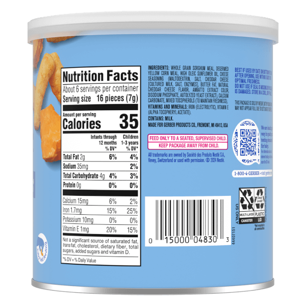 Thực phẩm bổ sung Bánh ăn dặm Gerber Lil’ Crunchies vị phô mai Mild Cheddar