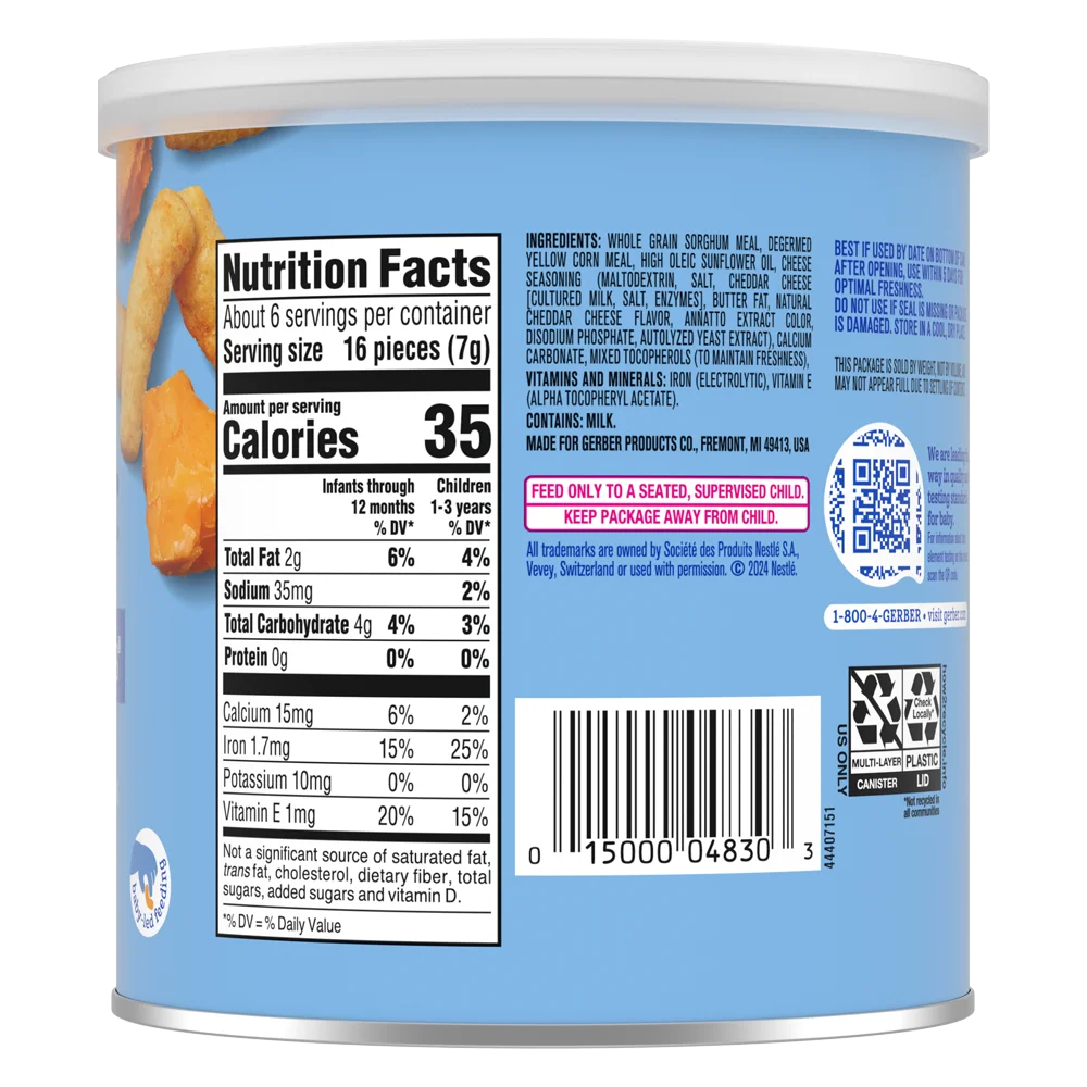 Thực phẩm bổ sung Bánh ăn dặm Gerber Lil’ Crunchies vị phô mai Mild Cheddar *giao bao bì ngẫu nhiên*