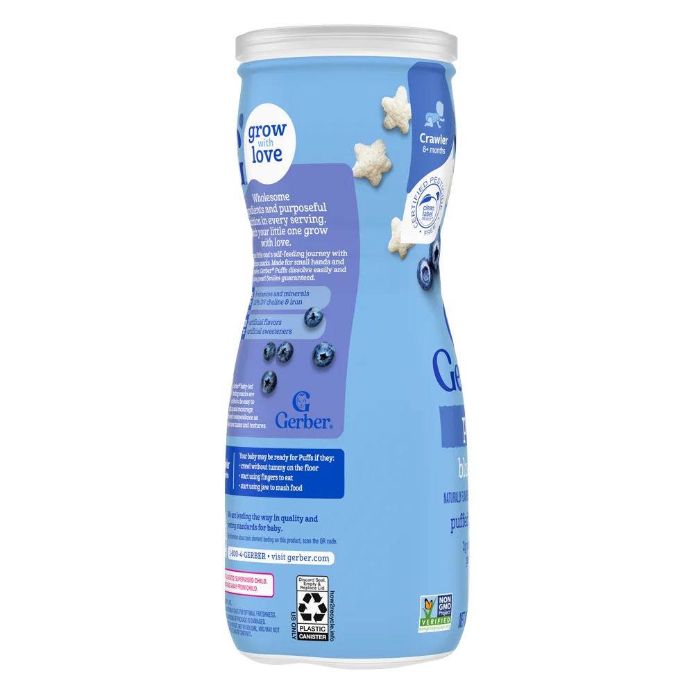 Thực phẩm bổ sung Bánh ăn dặm Gerber Puffs vị việt quất *giao bao bì ngẫu nhiên*