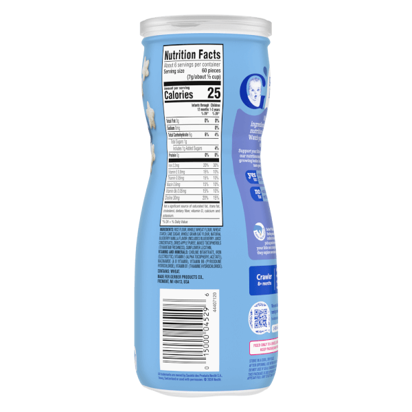 Thực phẩm bổ sung Bánh ăn dặm Gerber Puffs vị việt quất