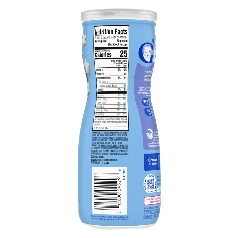 Thực phẩm bổ sung Bánh ăn dặm Gerber Puffs vị việt quất *giao bao bì ngẫu nhiên*