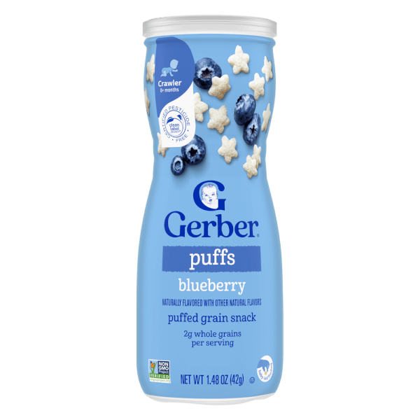 Thực phẩm bổ sung Bánh ăn dặm Gerber Puffs vị việt quất
