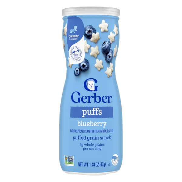 Thực phẩm bổ sung Bánh ăn dặm Gerber Puffs vị việt quất *giao bao bì ngẫu nhiên*