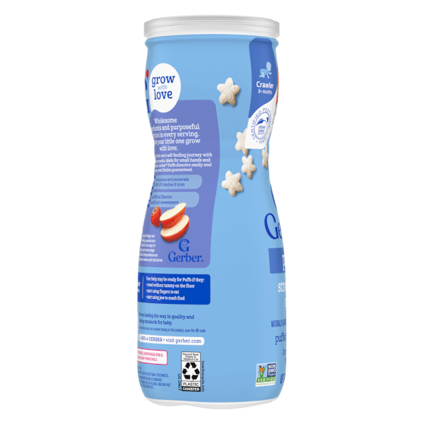 Thực phẩm bổ sung Bánh ăn dặm Gerber Puffs vị dâu táo
