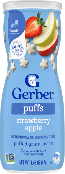 Thực phẩm bổ sung Bánh ăn dặm Gerber Puffs vị dâu táo