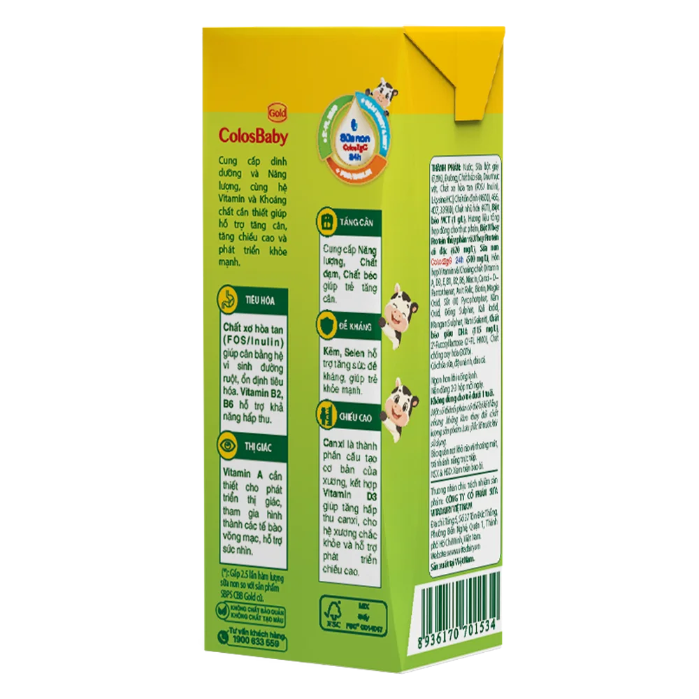 Sữa bột pha sẵn Colosbaby 180ml (lốc 4 hộp) (giao bao bì ngẫu nhiên)