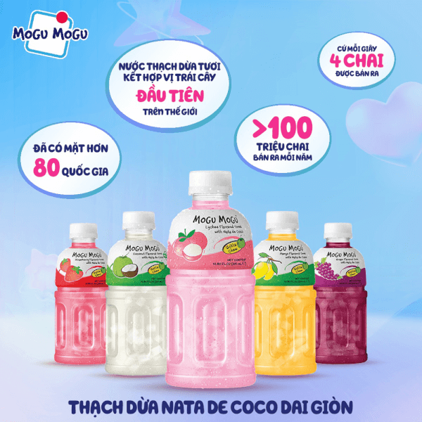 Nước uống Mogu Mogu vị Dâu với Thạch Dừa 320ml
