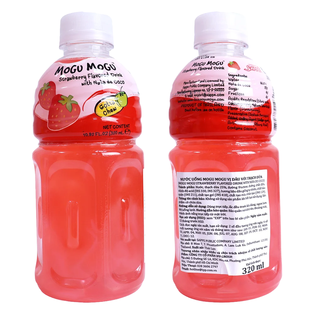 Nước uống Mogu Mogu vị Dâu với Thạch Dừa 320ml
