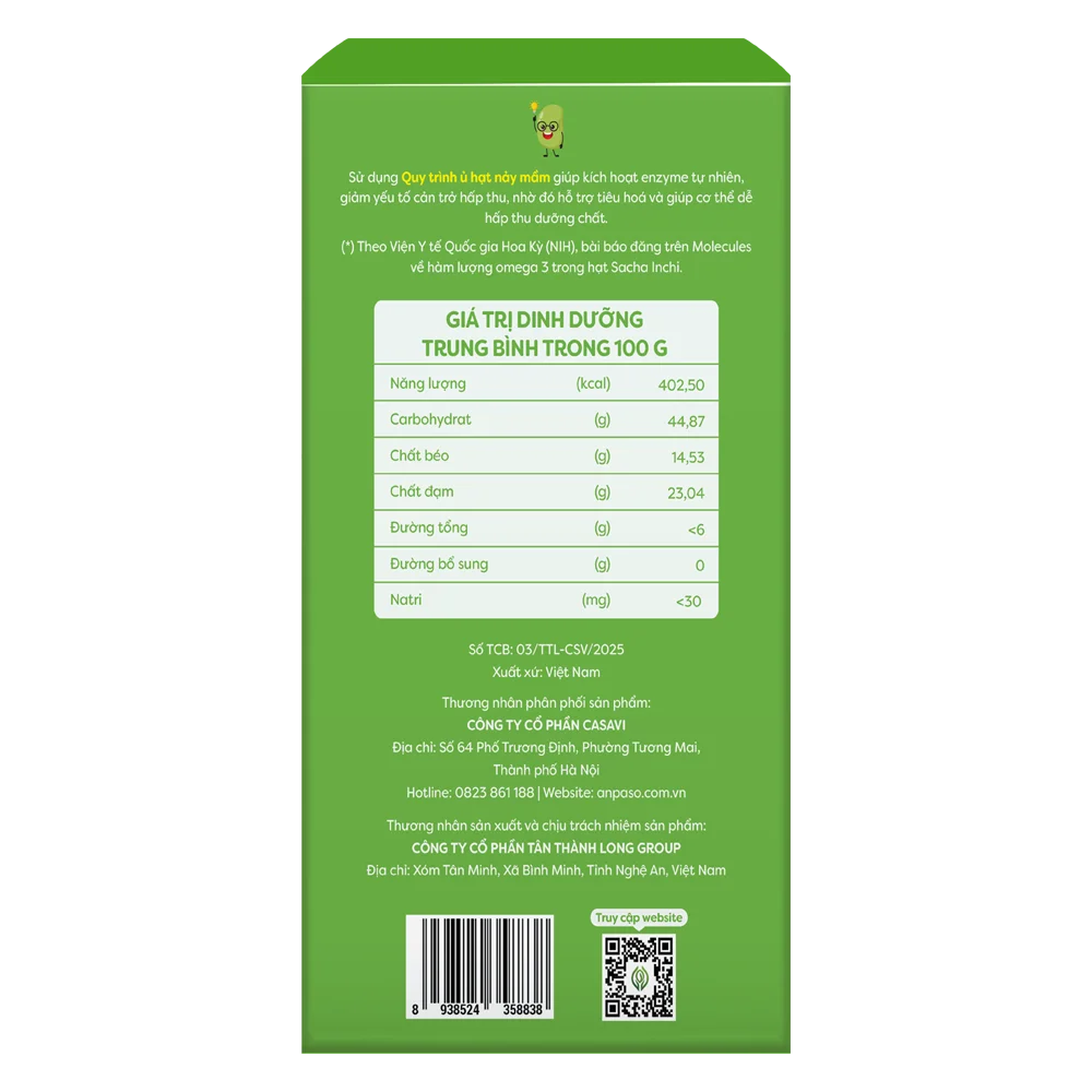 Ngũ cốc hạt Dưỡng mầm xanh Anpaso 500g