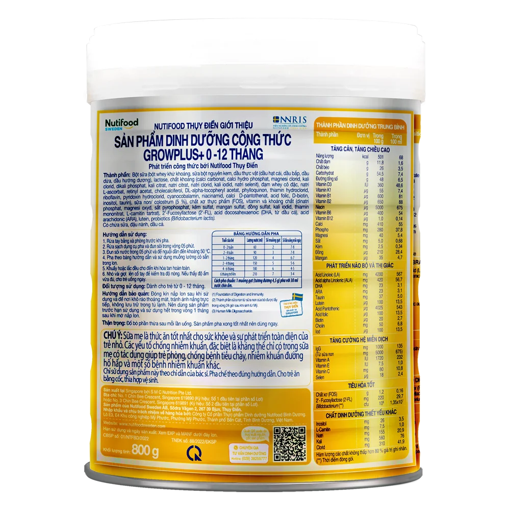 Sữa GrowPLUS+ Sữa non Vàng 800g (0-12 tháng)