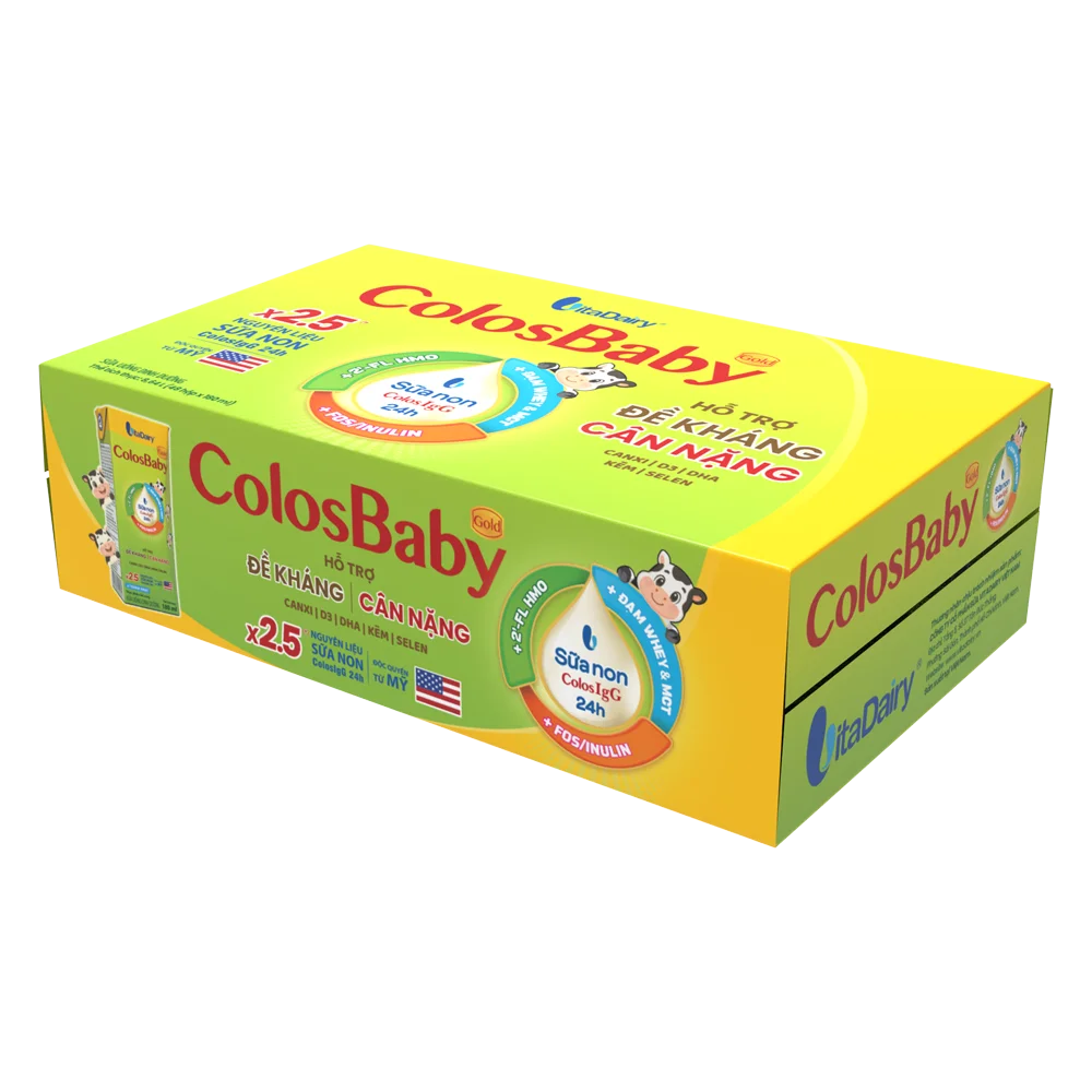 Thùng Sữa bột pha sẵn Colosbaby 180ml (lốc 4 hộp) - 12 lốc