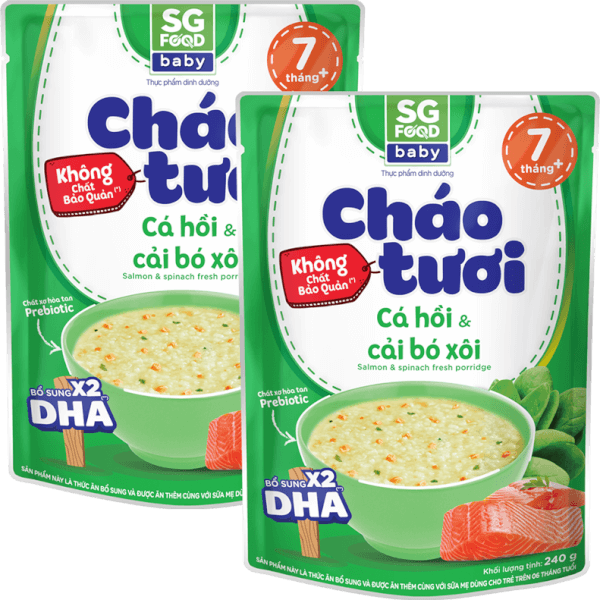 Combo 2 Cháo tươi Baby cá hồi cải bó xôi, SG Food, 10 tháng, 240g