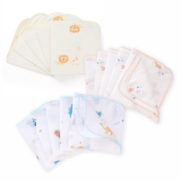 Combo 2 Khăn gạc sợi tre 4 lớp Animo T2304_NBA004 (25x25cm,5 cái) (giao màu ngẫu nhiên)