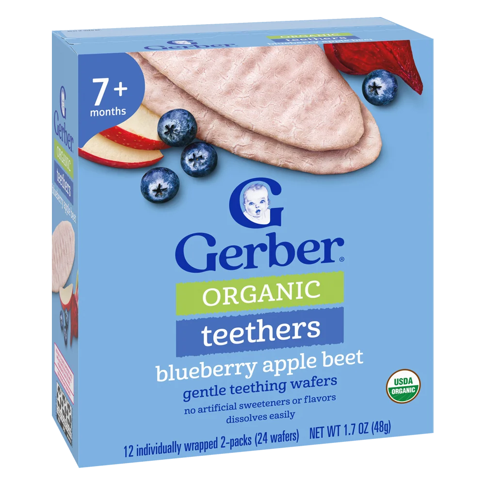 Combo 2 Bánh gạo hữu cơ Gerber Organic vị việt quất táo củ cải đỏ *giao ngẫu nhiên*
