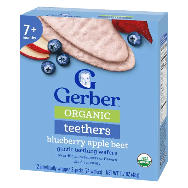 Combo 2 Bánh gạo hữu cơ Gerber Organic vị việt quất táo củ cải đỏ *giao ngẫu nhiên*