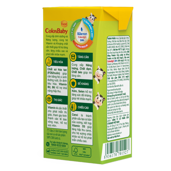 Sữa uống dinh dưỡng Colosbaby 110ml, lốc 4 hộp (trên 1 tuổi)