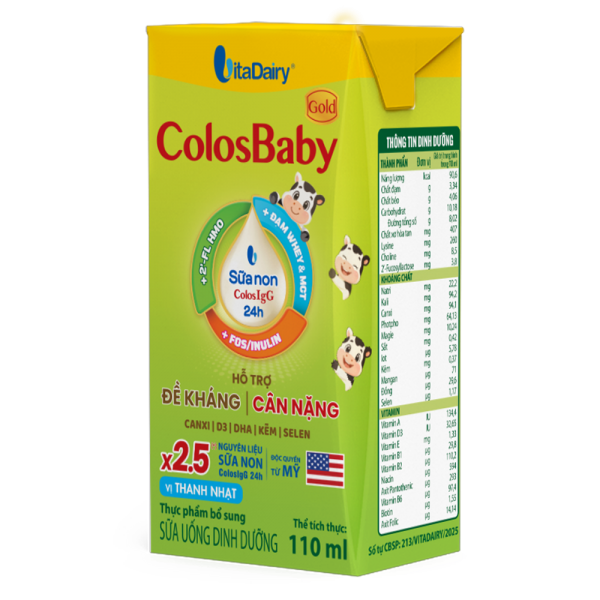 Sữa uống dinh dưỡng Colosbaby 110ml, lốc 4 hộp (trên 1 tuổi)
