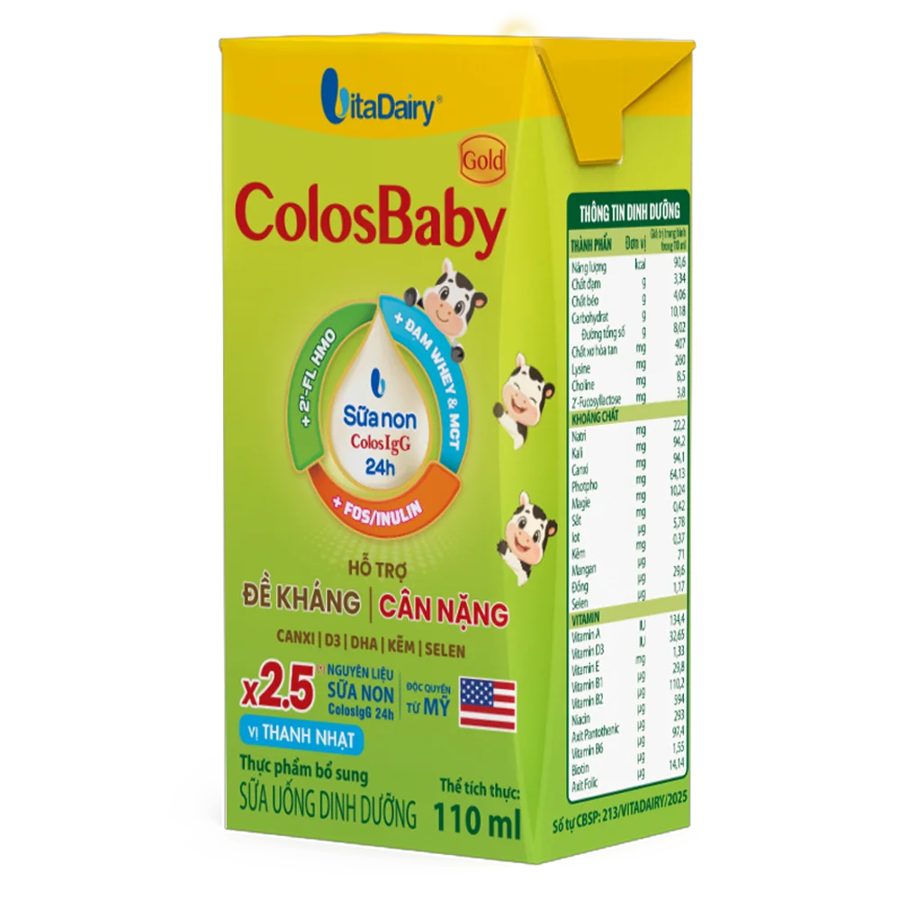 Sữa uống dinh dưỡng Colosbaby 110ml, lốc 4 hộp (trên 1 tuổi) (giao bao bì ngẫu nhiên)