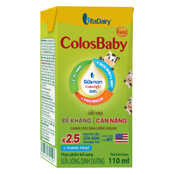 Sữa uống dinh dưỡng Colosbaby 110ml, lốc 4 hộp (trên 1 tuổi)