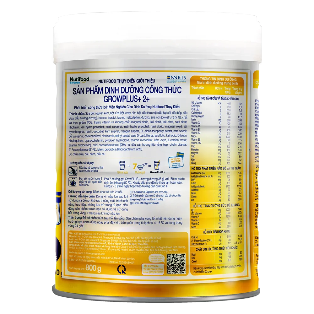 Combo 4 Sữa GrowPLUS+ Sữa Non Vàng 800g (Từ 2 tuổi)