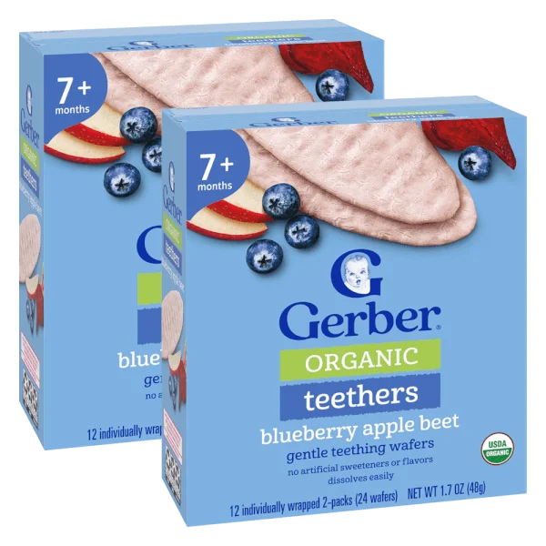Combo 2 Bánh gạo hữu cơ Gerber Organic vị việt quất táo củ cải đỏ *giao ngẫu nhiên*