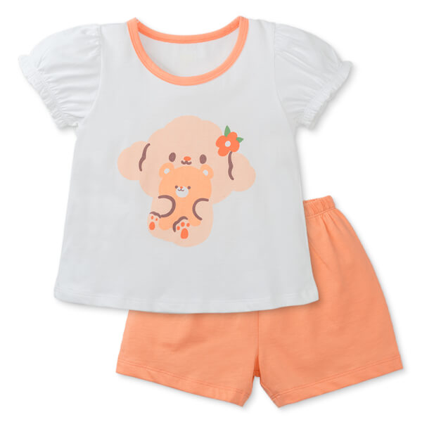 Bộ bé gái ngắn Animo Easy TX0625027 (1-4Y,Trắng-hồng,TT02)