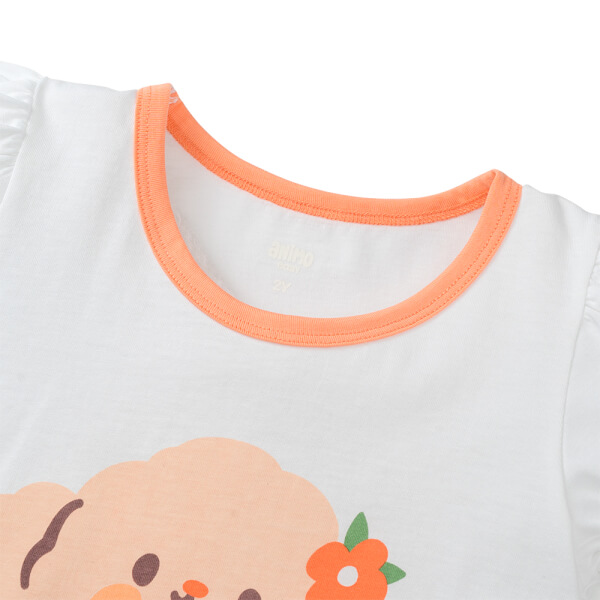 Bộ bé gái ngắn Animo Easy TQ0225001 (1-4Y,Trắng-Cam,TT02)