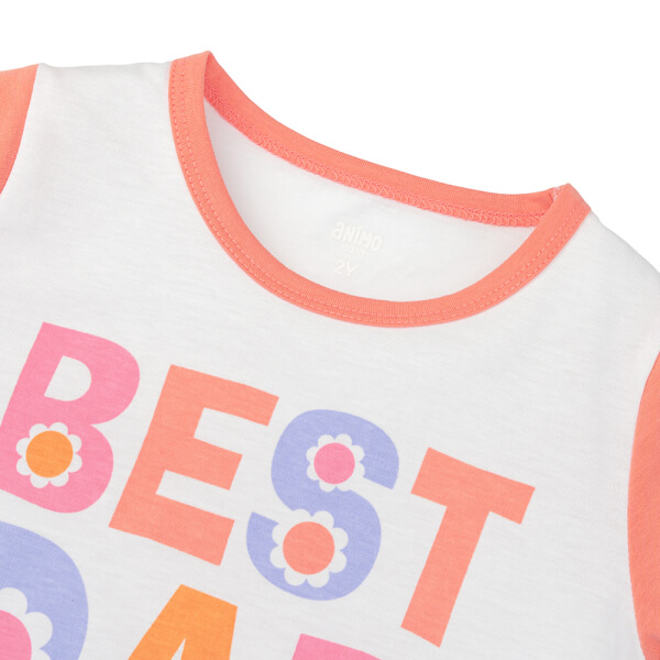 Bộ bé gái ngắn Animo Easy TQ0225001 (1-4Y,Trắng-Cam,TT02)