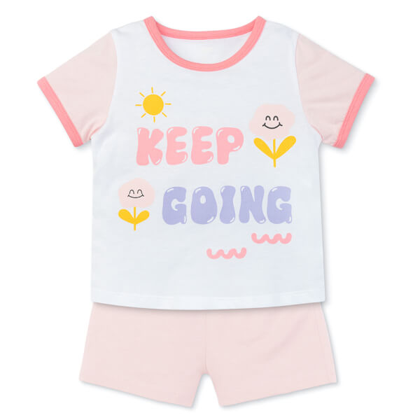 Bộ bé gái ngắn Animo Easy LU0625016 (1-4Y,Trắng-hồng,TT02)