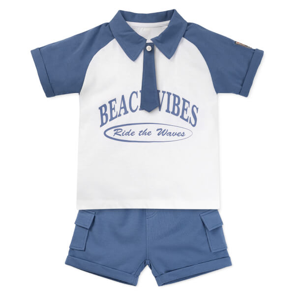 Bộ bé trai ngắn sơ mi Bst Aloha Animo HN0625007 (1-6Y,Cam-dương,TT01)