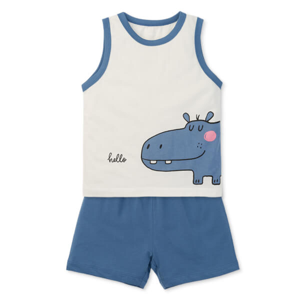 Bộ bé trai sát nách Animo Easy HN0725024 (1-4Y,Trắng-lá,TT02)